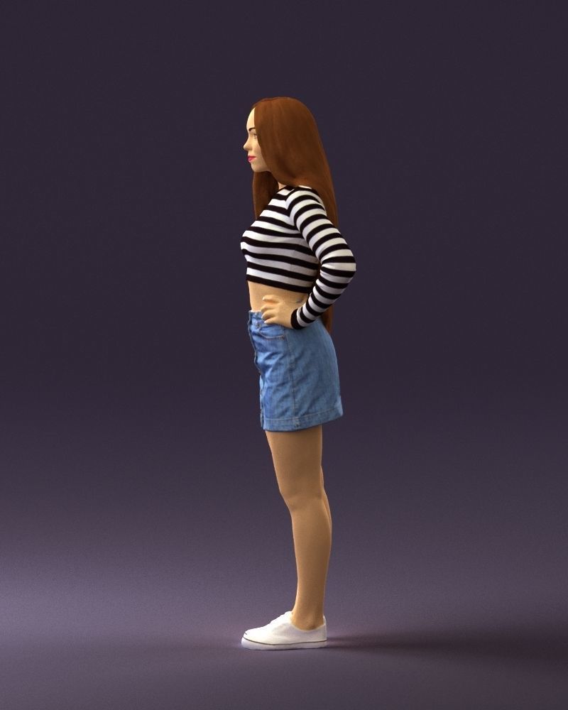 Woman in striped blouse 0405 3D Print Ready 3D print model_24