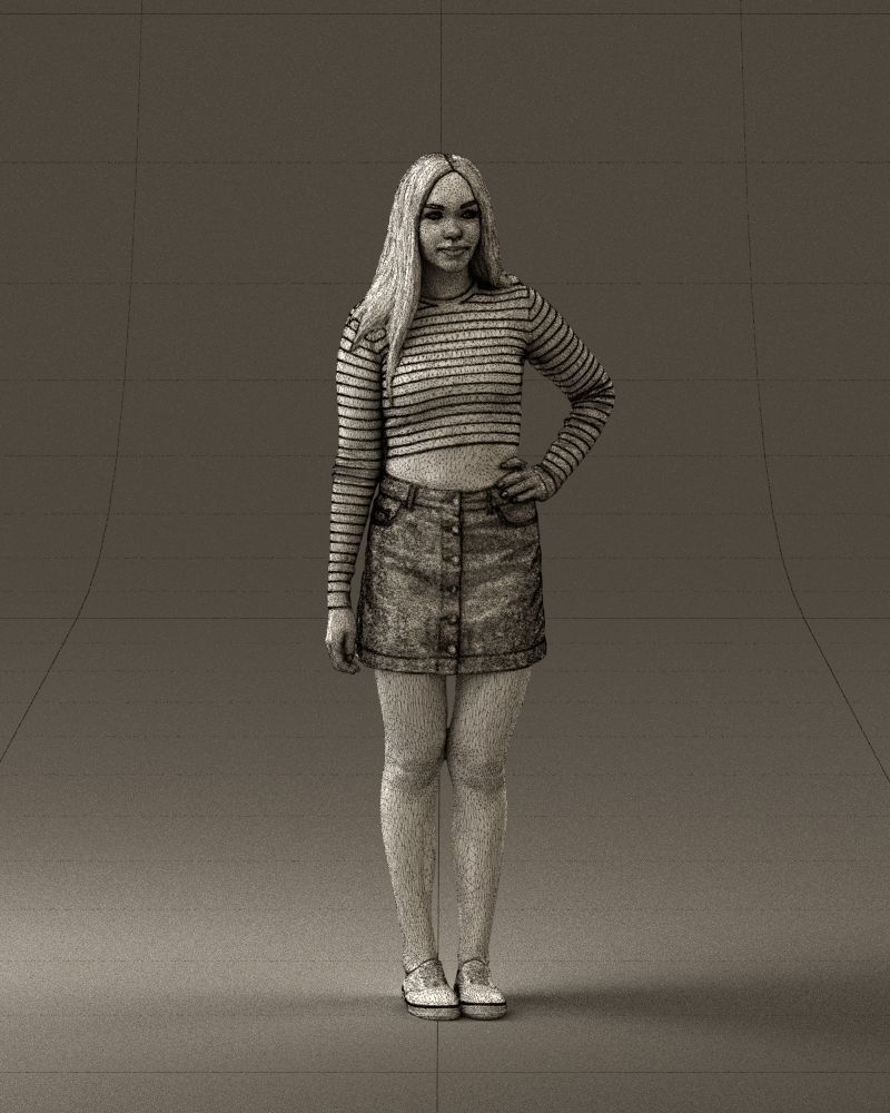 Woman in striped blouse 0405 3D Print Ready 3D print model_2