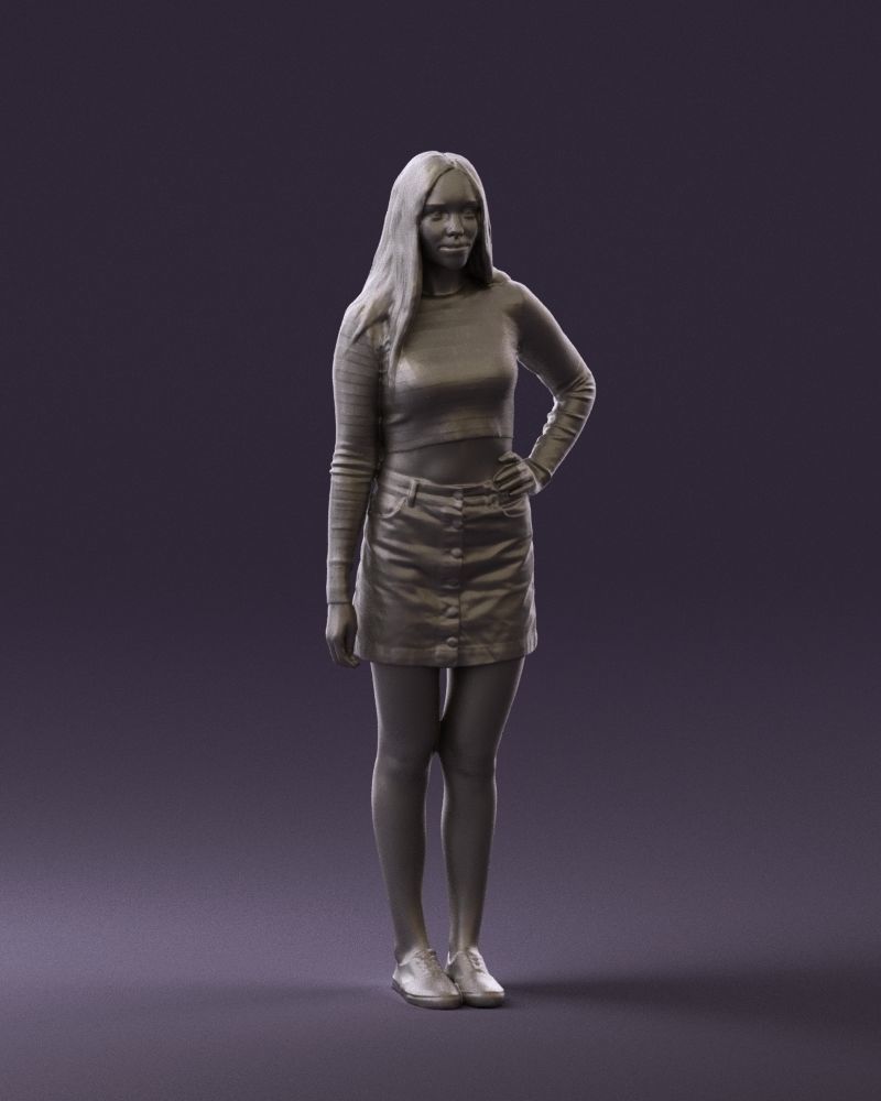 Woman in striped blouse 0405 3D Print Ready 3D print model_4