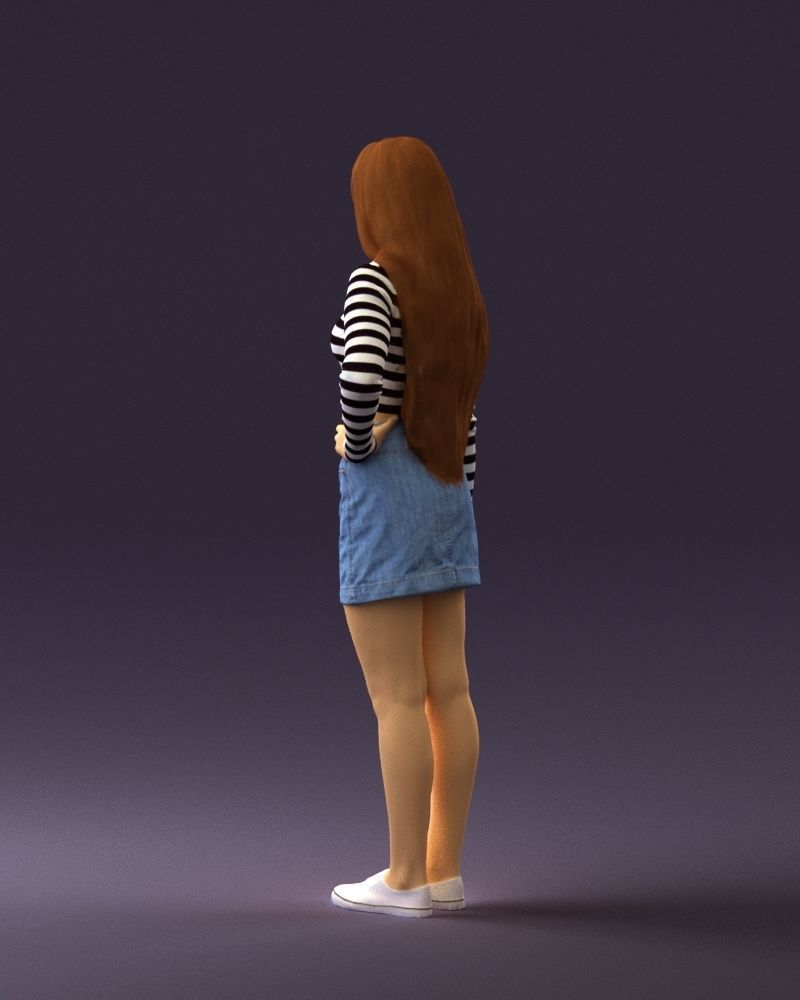 Woman in striped blouse 0405 3D Print Ready 3D print model_21
