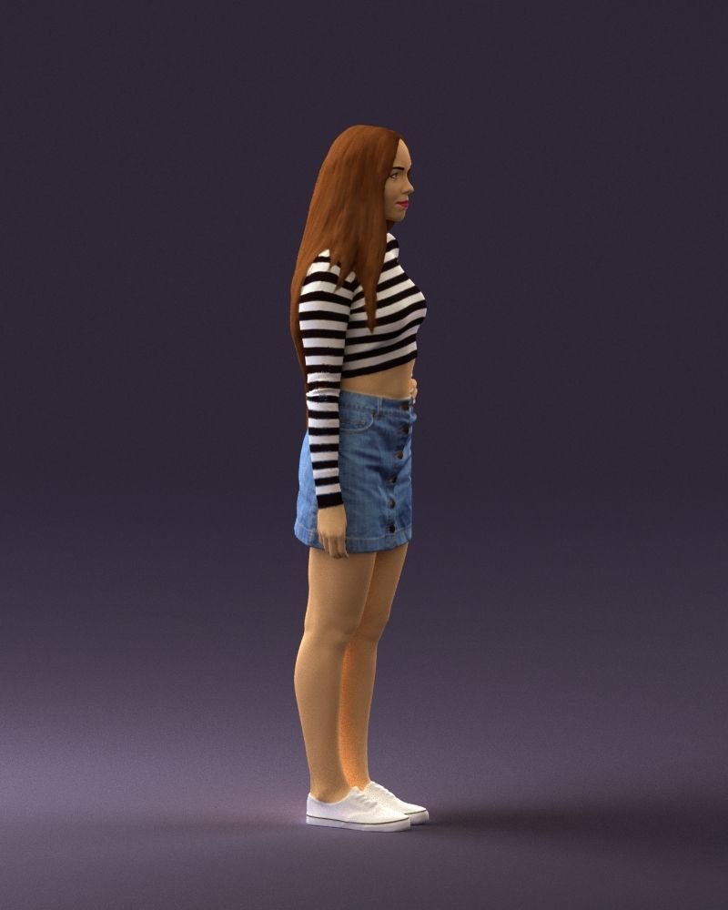 Woman in striped blouse 0405 3D Print Ready 3D print model_9