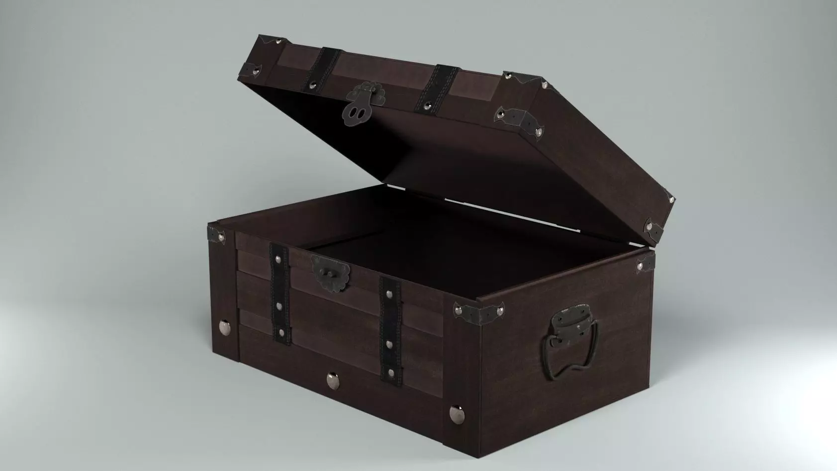 Realistic wooden chest Low-poly 3D model