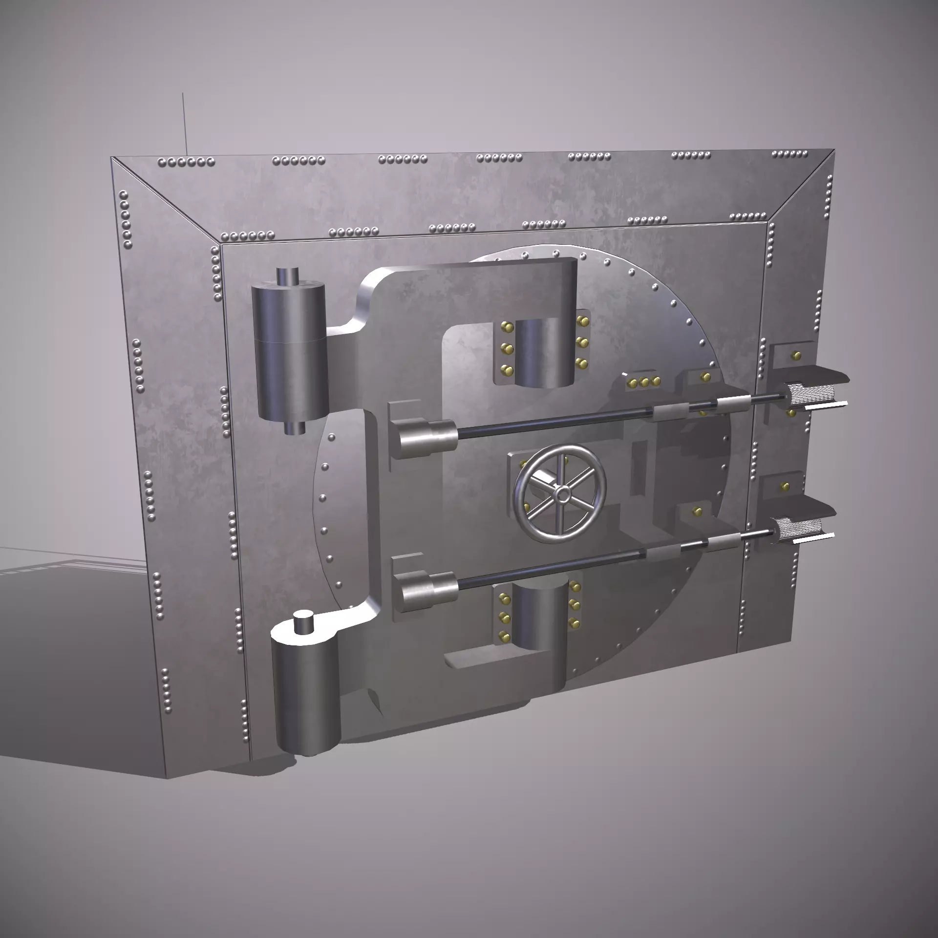 Metal Bank Safe - Vault - PBR Game Ready - Low-poly 3D model Low-poly 3D model_0