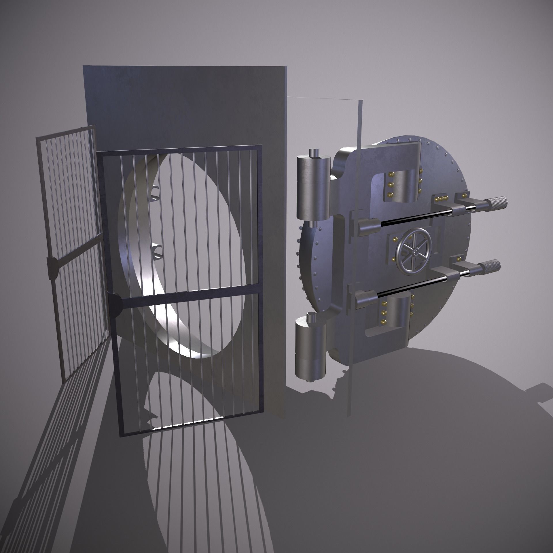 Metal Bank Safe - Vault - PBR Game Ready - Low-poly 3D model Low-poly 3D model_3