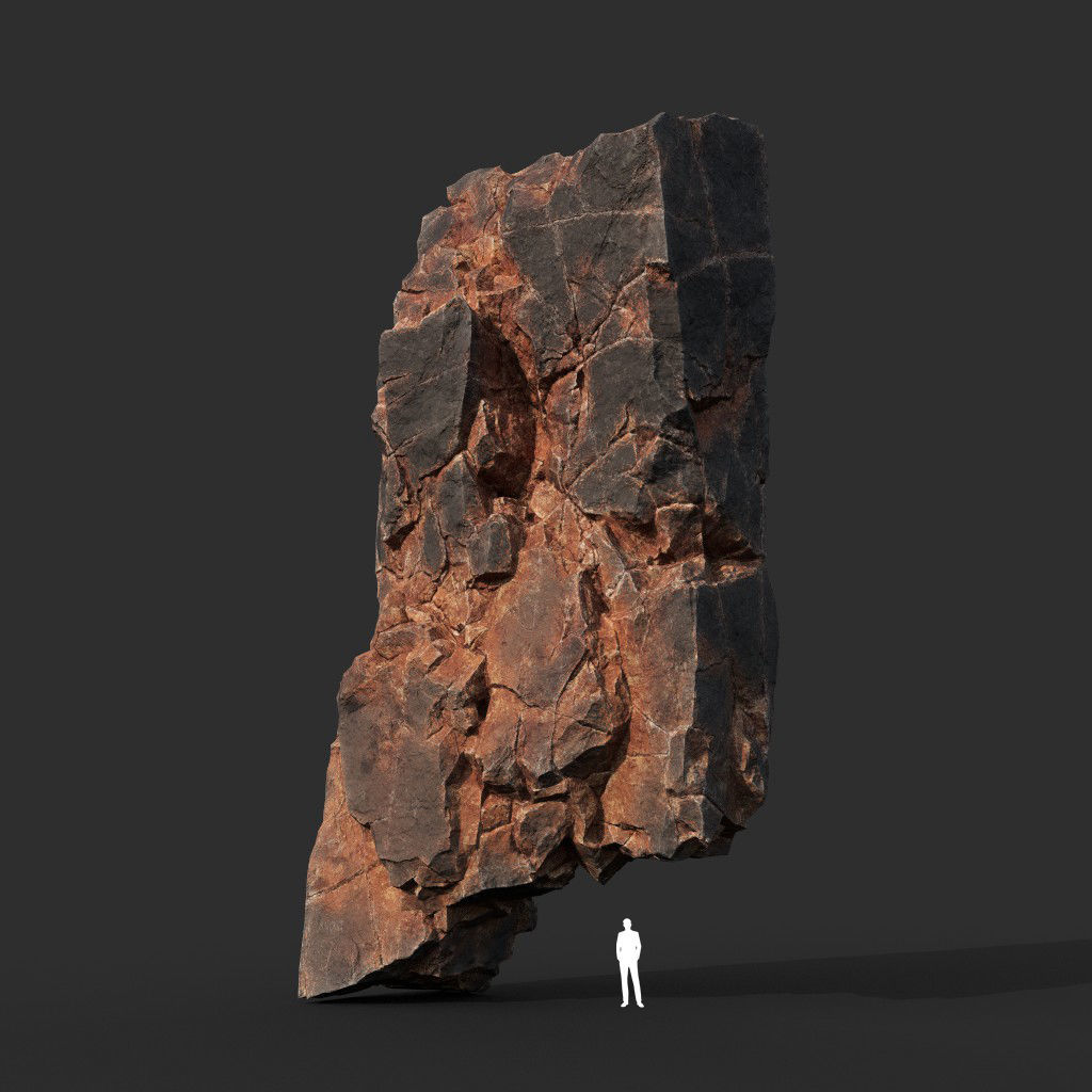Low poly Black Yellow Cliff Modular 211126 Low-poly 3D model_15