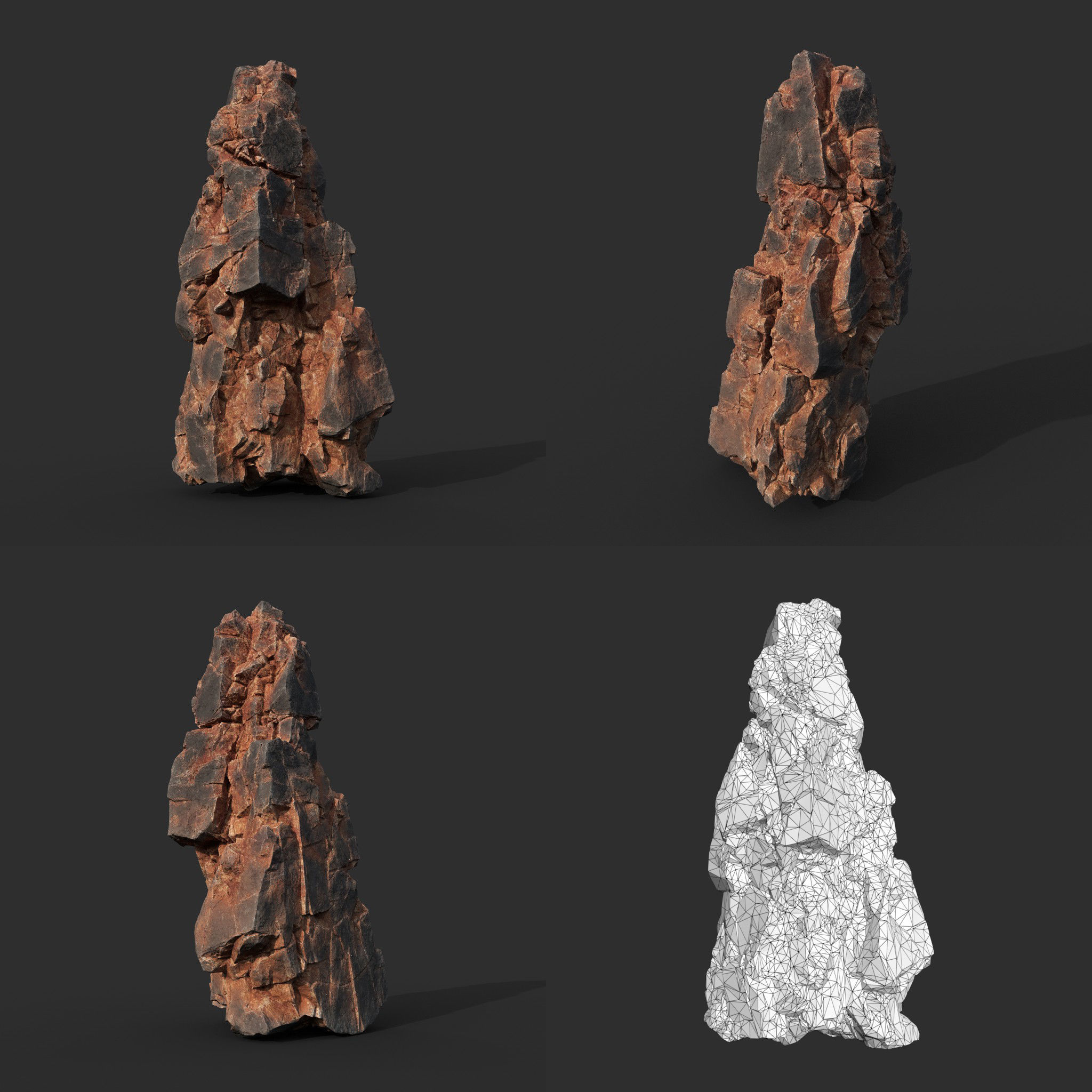 Low poly Black Yellow Cliff Modular 211126 Low-poly 3D model_20
