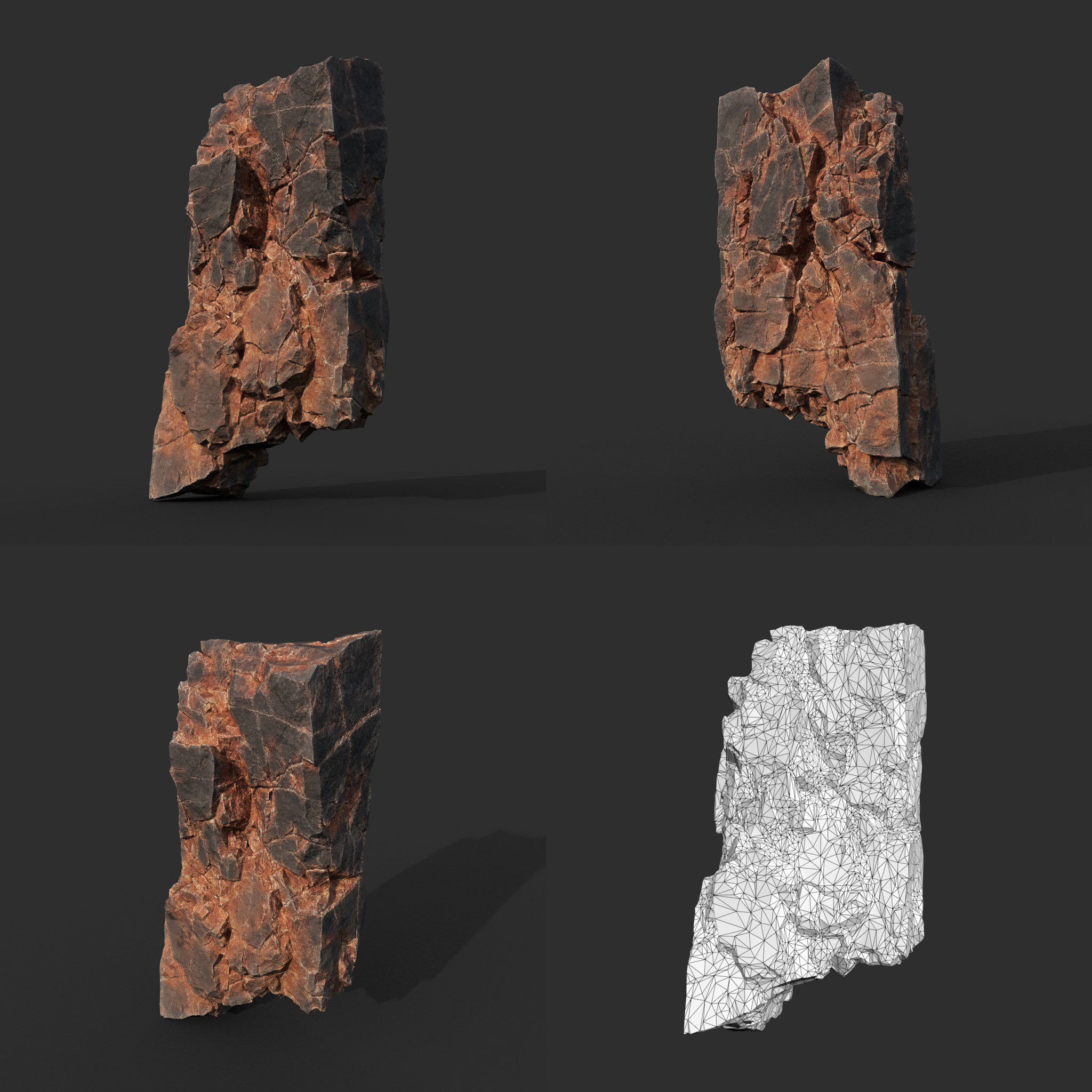 Low poly Black Yellow Cliff Modular 211126 Low-poly 3D model_16