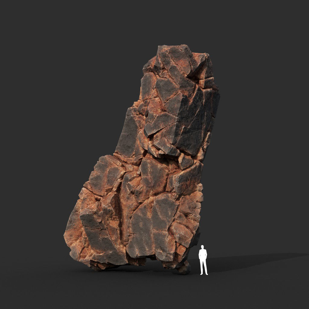 Low poly Black Yellow Cliff Modular 211126 Low-poly 3D model_13