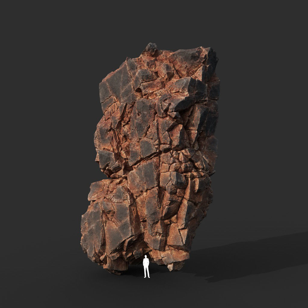 Low poly Black Yellow Cliff Modular 211126 Low-poly 3D model_17