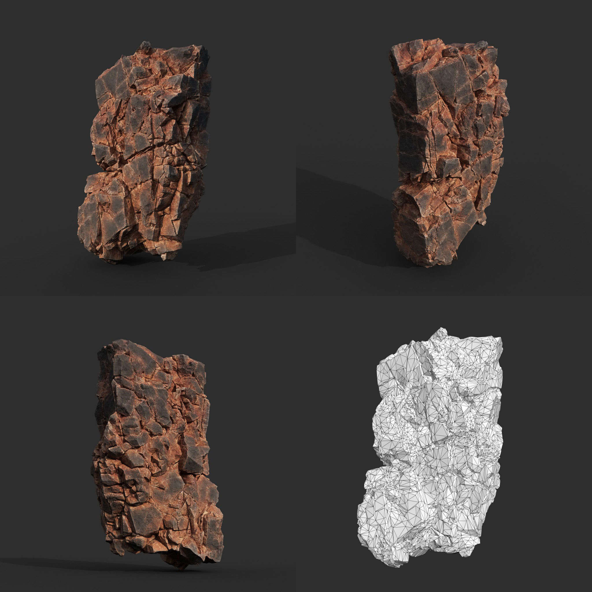 Low poly Black Yellow Cliff Modular 211126 Low-poly 3D model_18