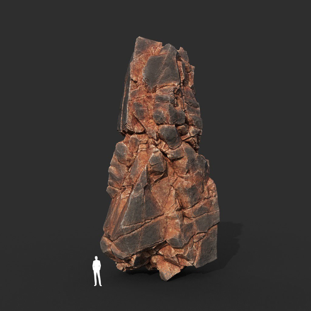 Low poly Black Yellow Cliff Modular 211126 Low-poly 3D model_3