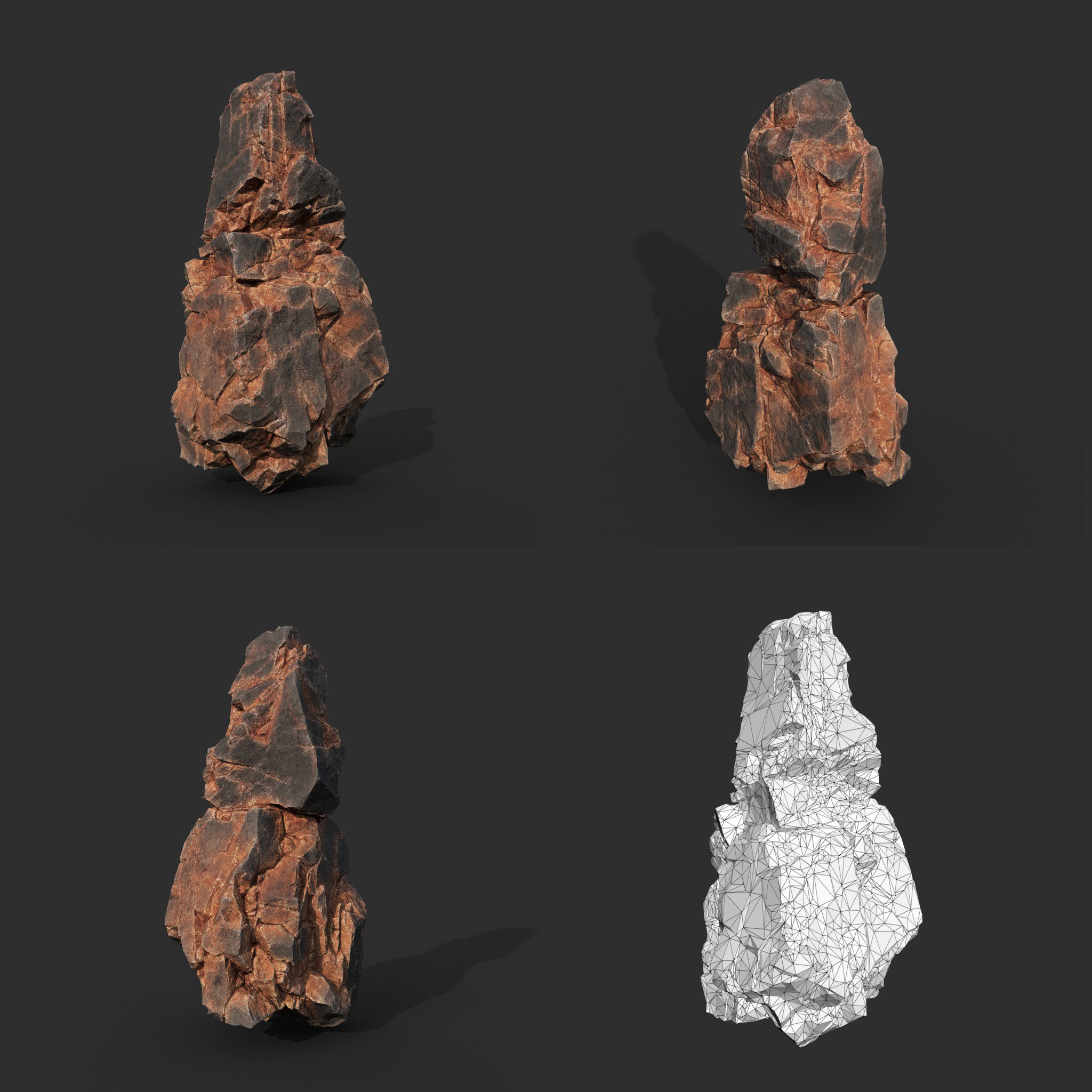 Low poly Black Yellow Cliff Modular 211126 Low-poly 3D model_10