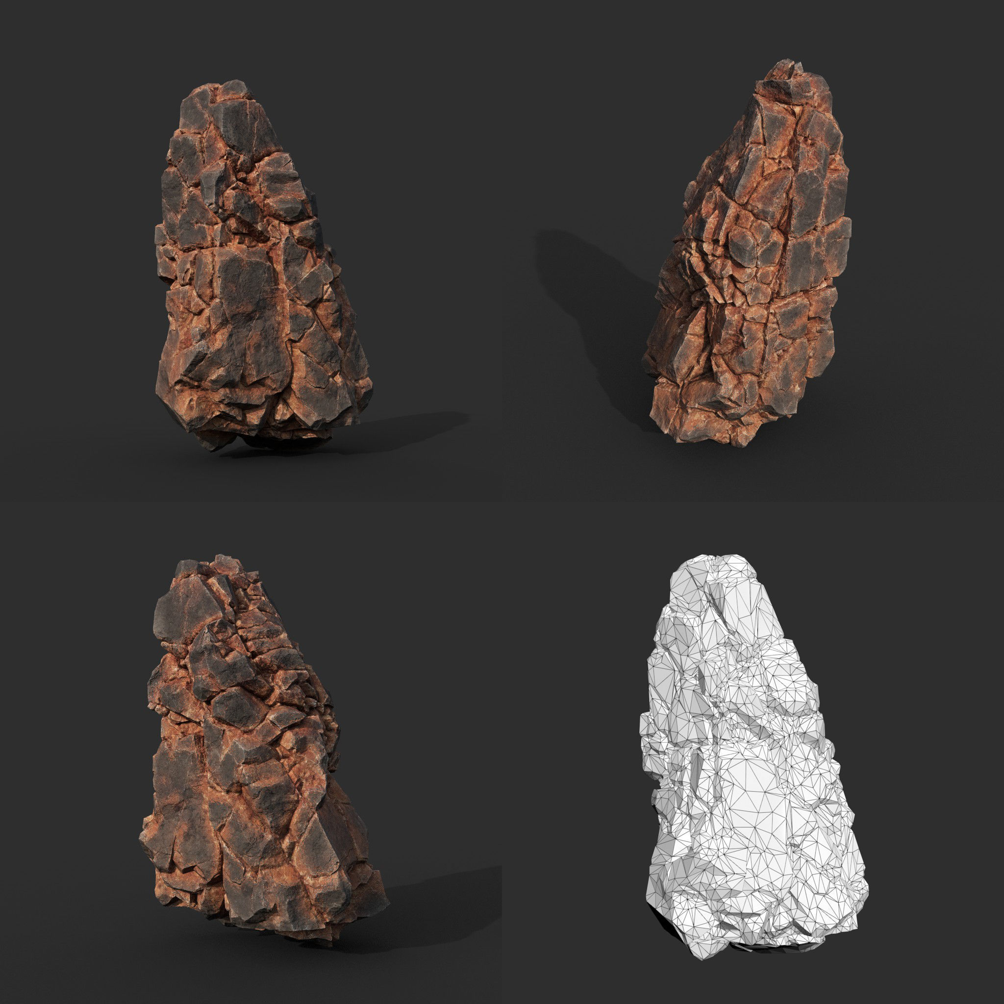 Low poly Black Yellow Cliff Modular 211126 Low-poly 3D model_12