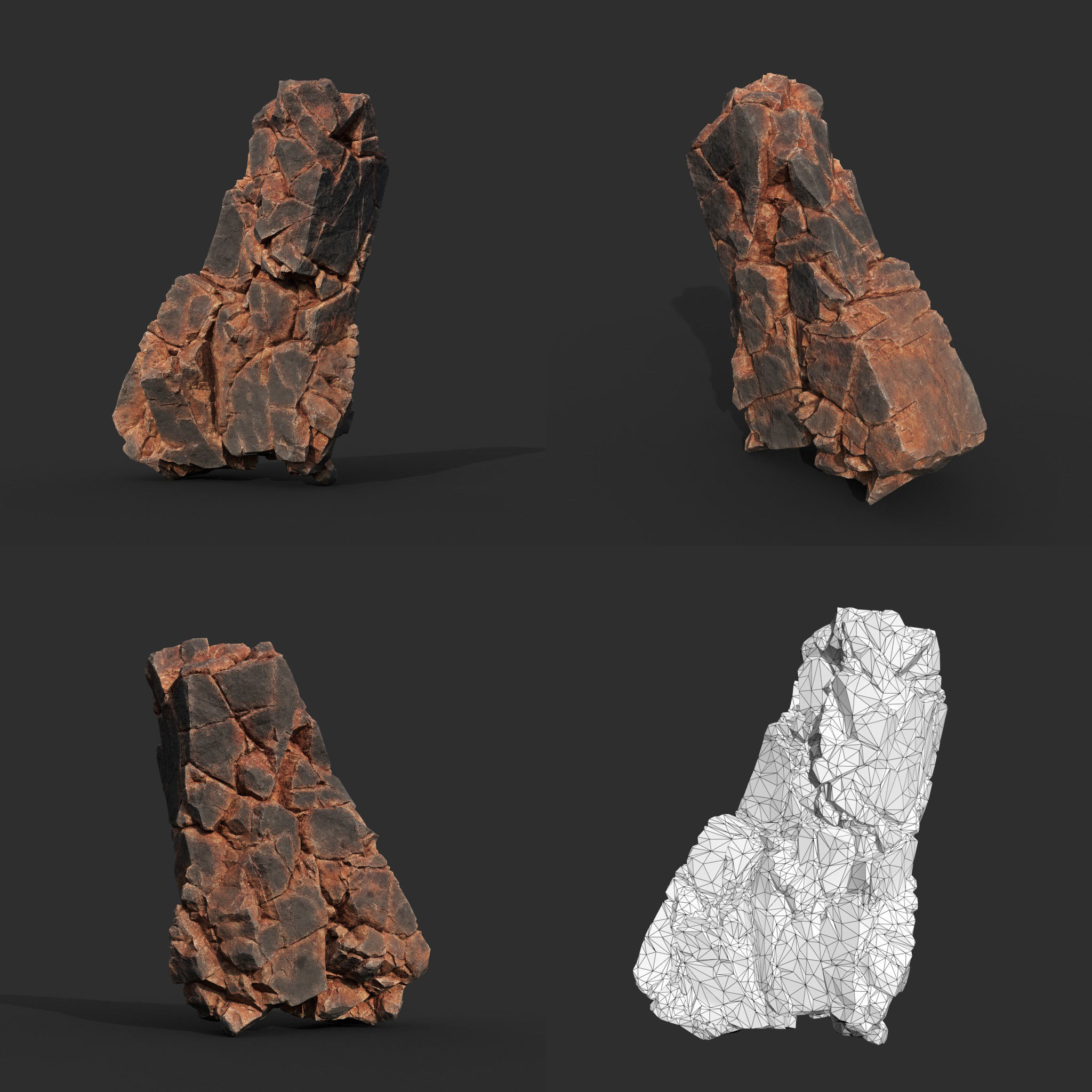 Low poly Black Yellow Cliff Modular 211126 Low-poly 3D model_14