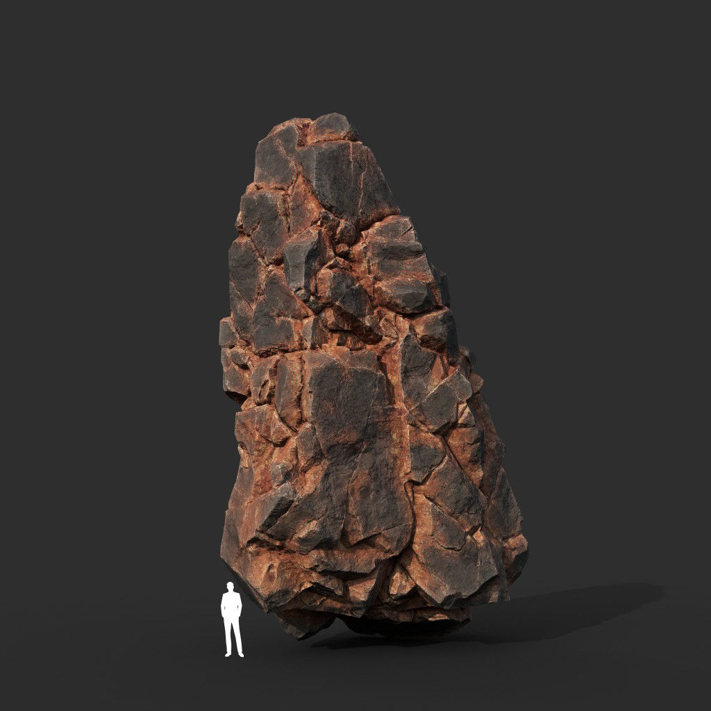 Low poly Black Yellow Cliff Modular 211126 Low-poly 3D model_11