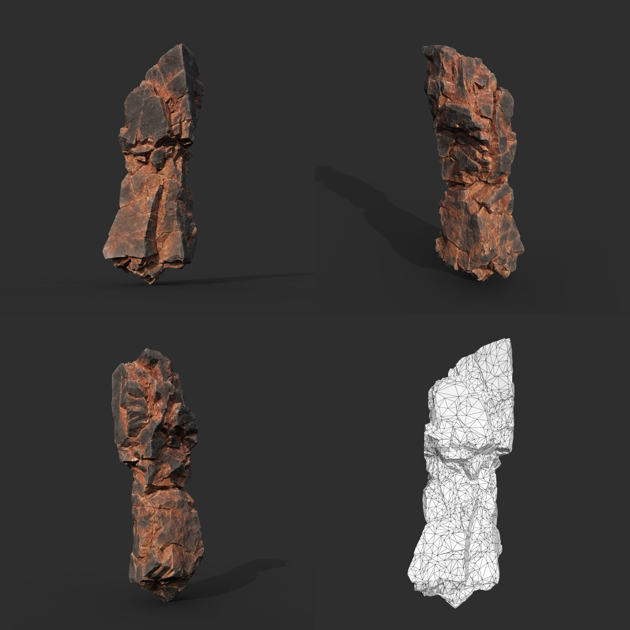 Low poly Black Yellow Cliff Modular 211126 Low-poly 3D model_6