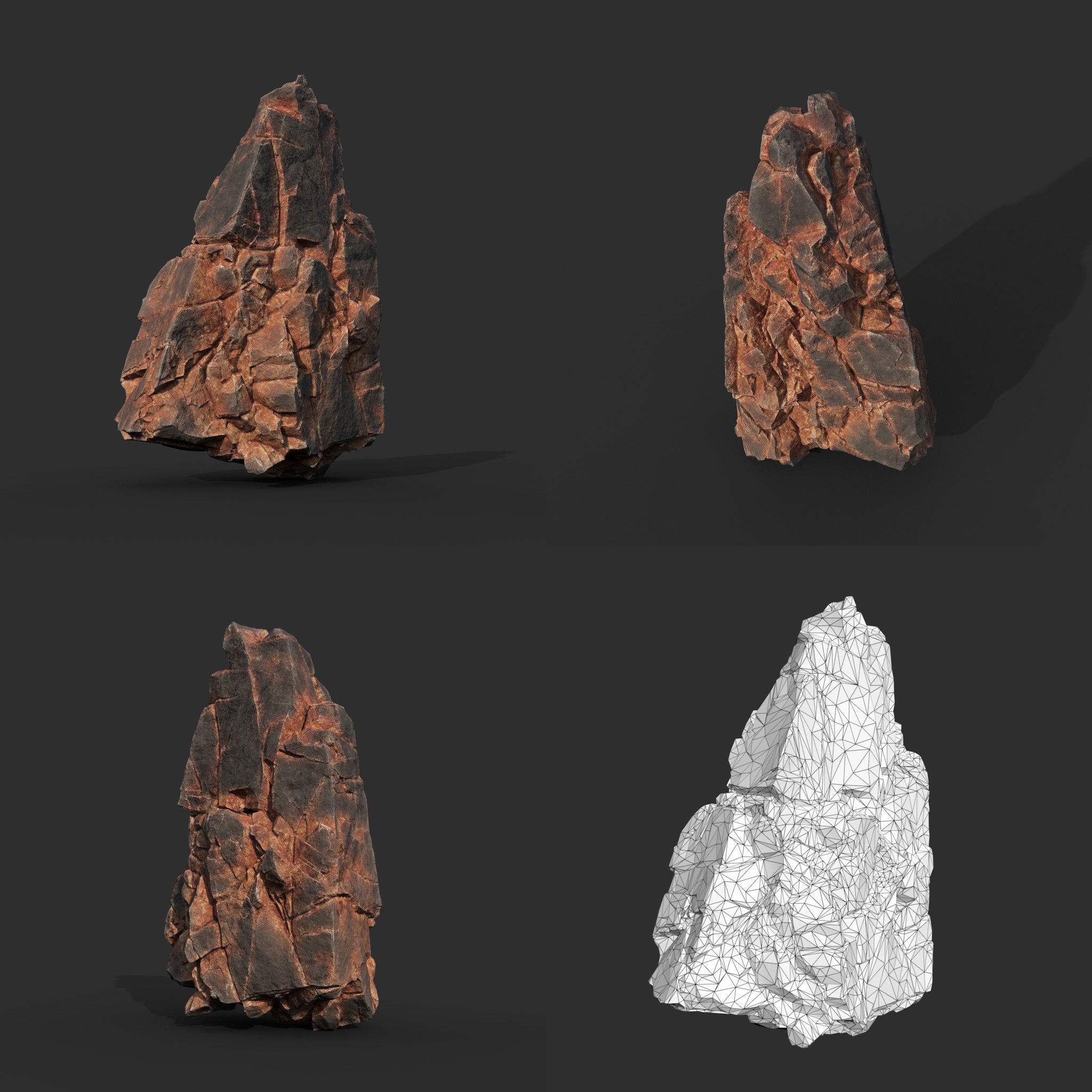 Low poly Black Yellow Cliff Modular 211126 Low-poly 3D model_8