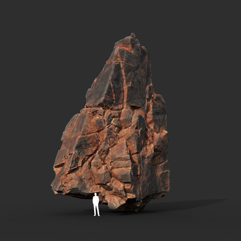 Low poly Black Yellow Cliff Modular 211126 Low-poly 3D model_7