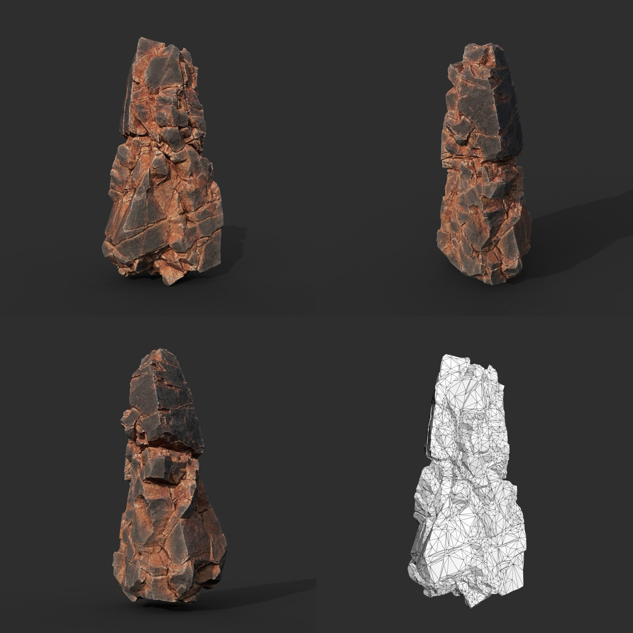 Low poly Black Yellow Cliff Modular 211126 Low-poly 3D model_4