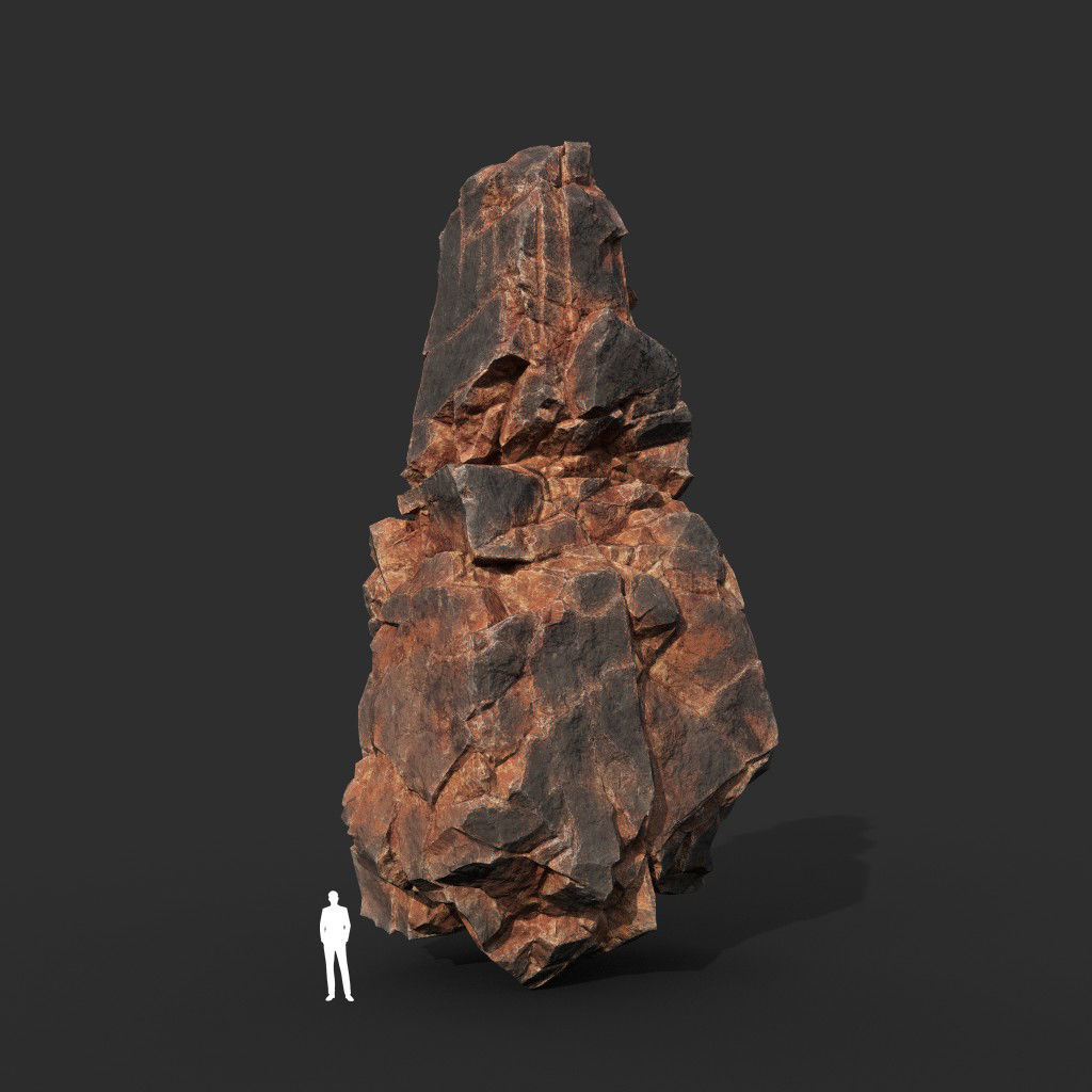 Low poly Black Yellow Cliff Modular 211126 Low-poly 3D model_9