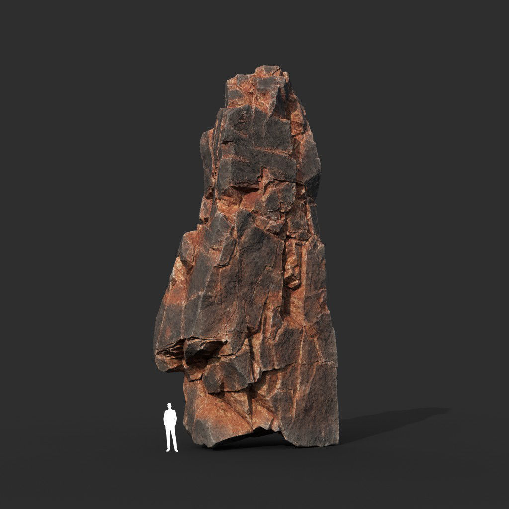 Low poly Black Yellow Cliff Modular 211126 Low-poly 3D model_1