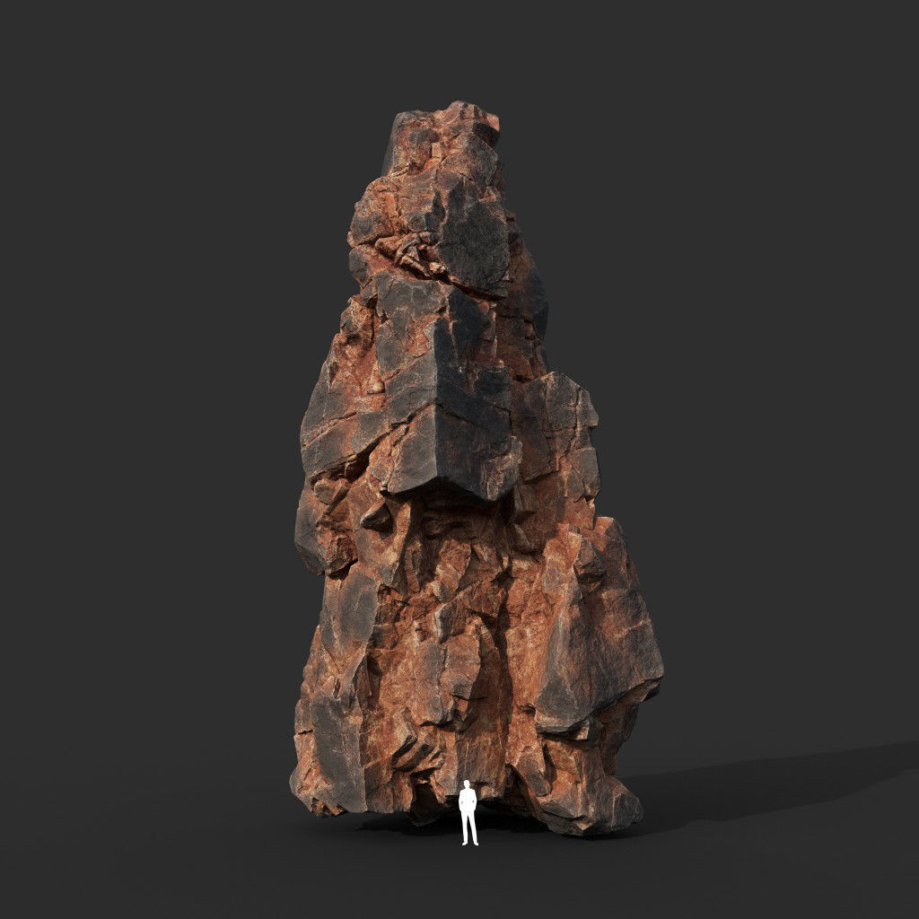 Low poly Black Yellow Cliff Modular 211126 Low-poly 3D model_19