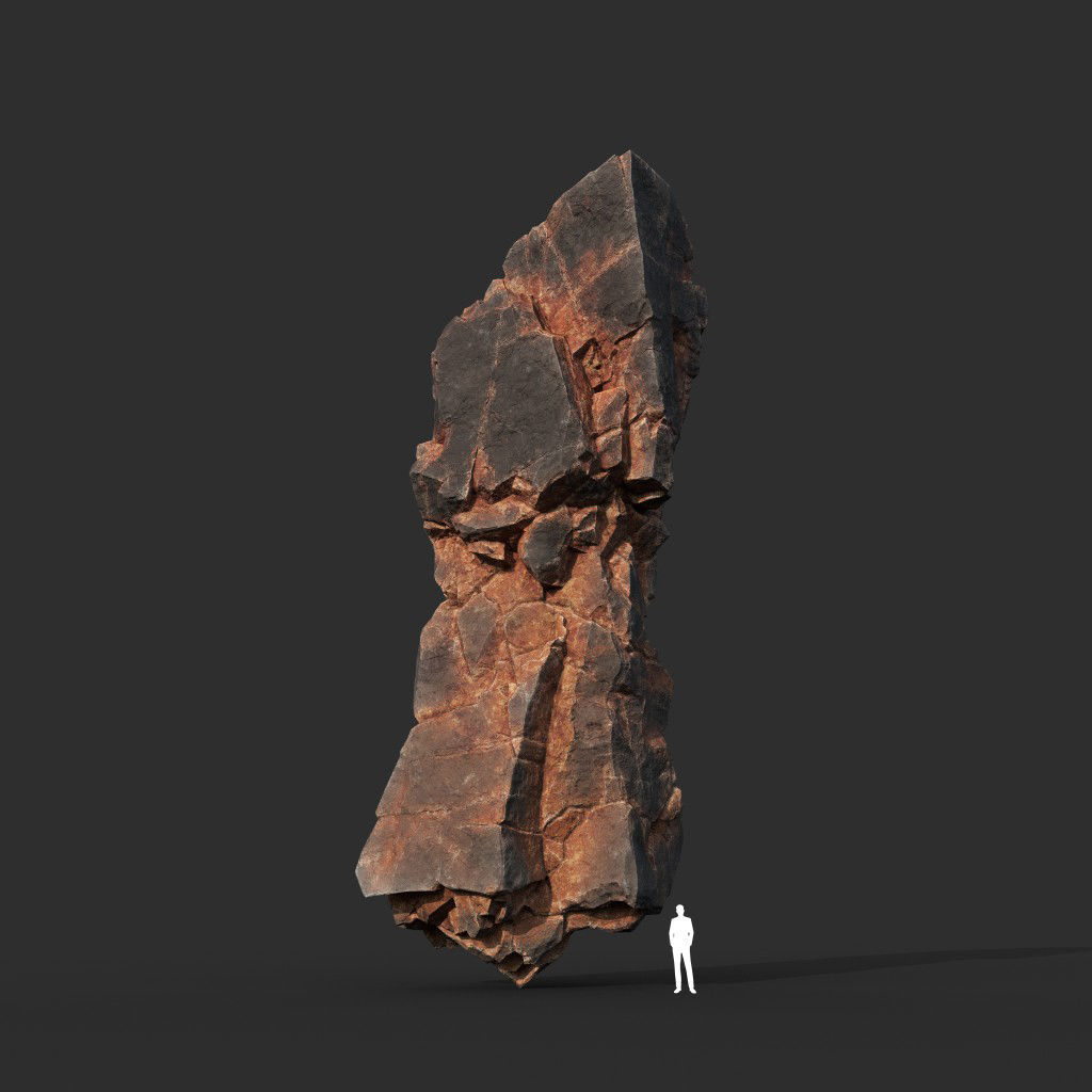 Low poly Black Yellow Cliff Modular 211126 Low-poly 3D model_5