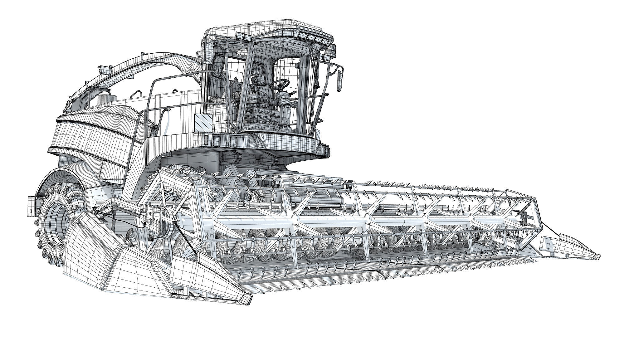 Red Combine Harvester 3D model_18