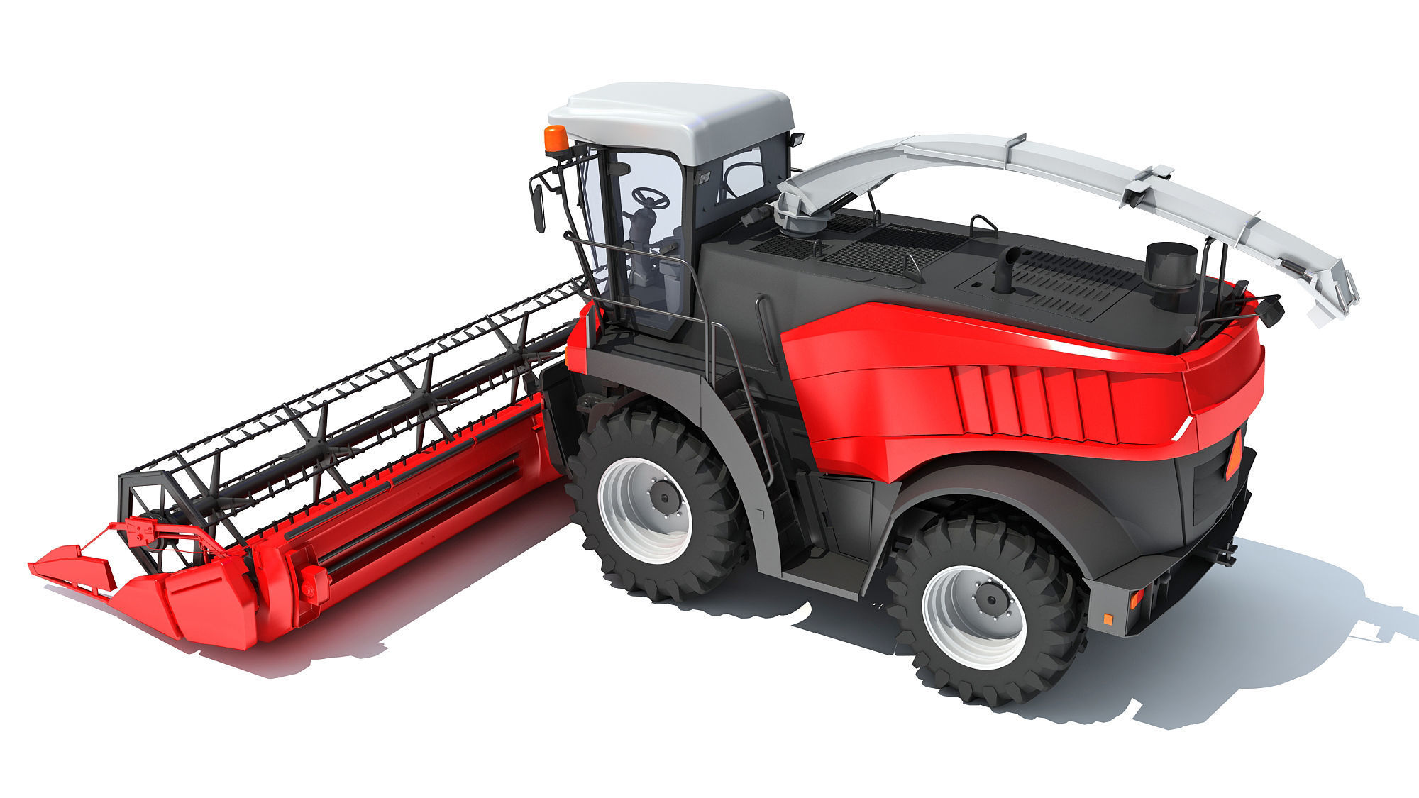 Red Combine Harvester 3D model_3