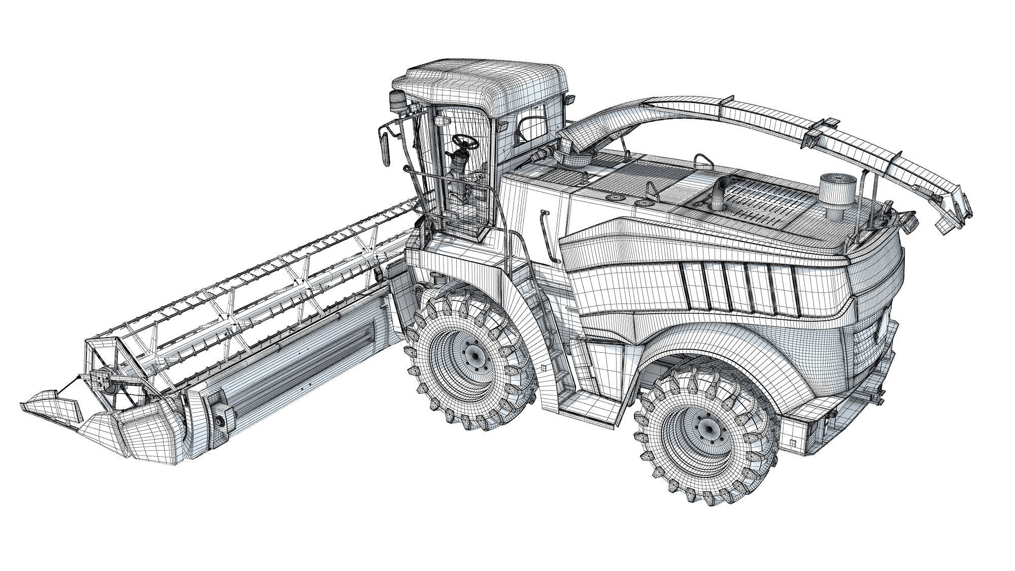 Red Combine Harvester 3D model_16
