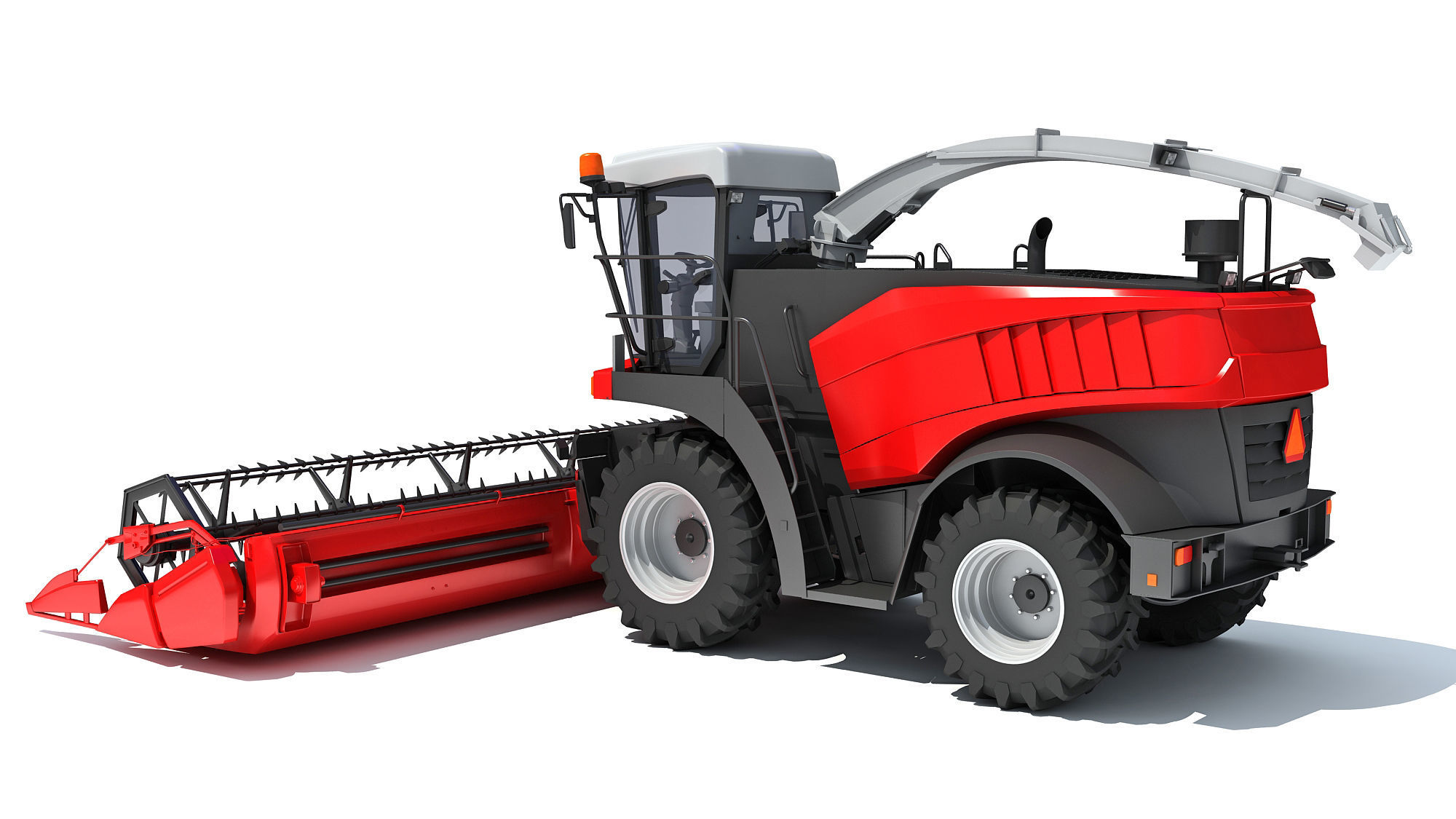Red Combine Harvester 3D model_2