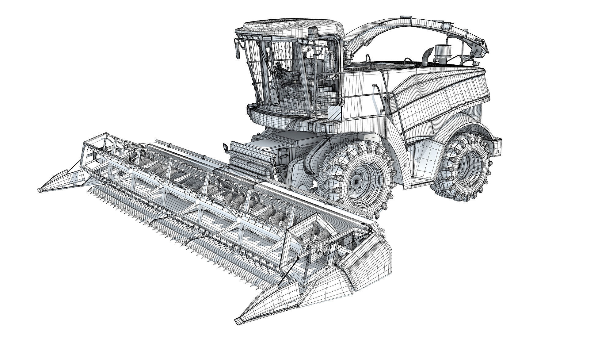 Red Combine Harvester 3D model_15