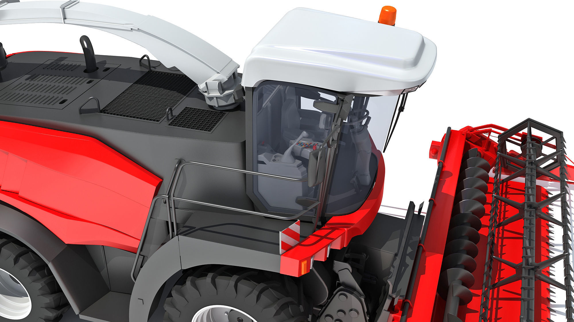 Red Combine Harvester 3D model_14