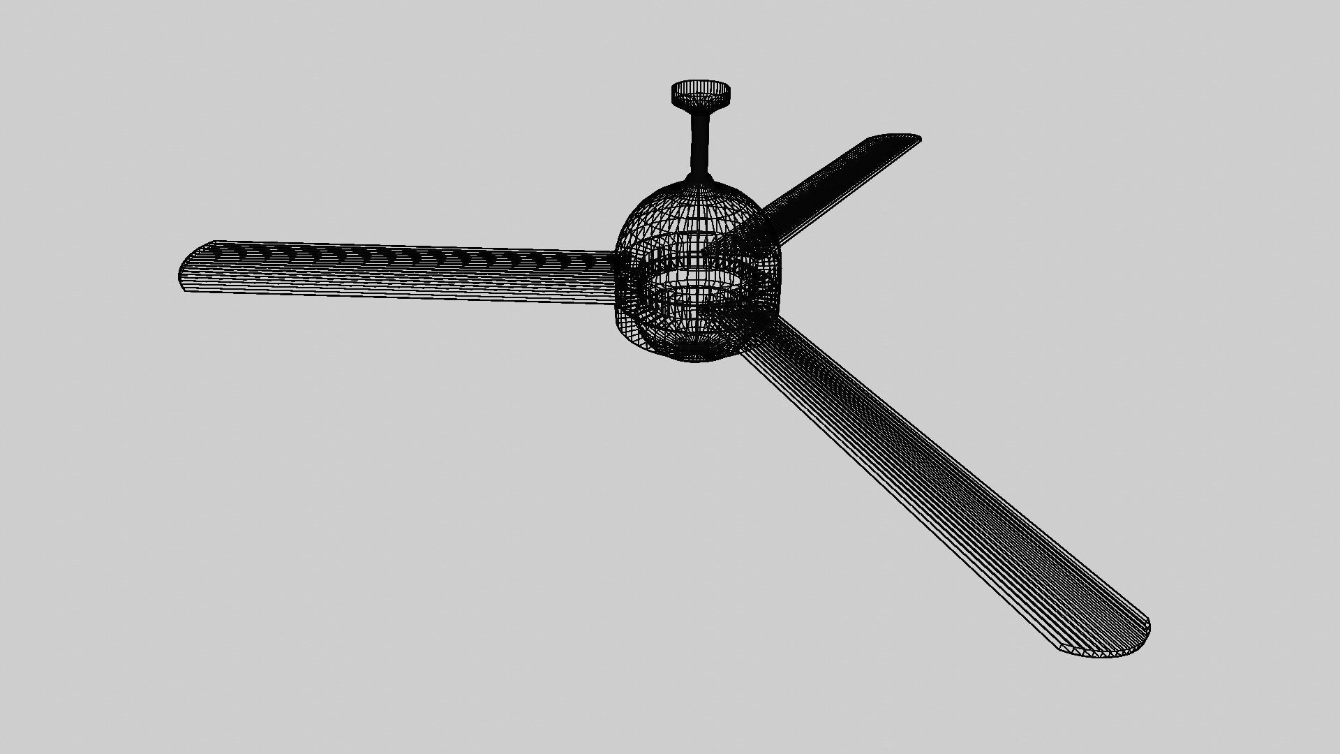 Real Size Modern Ceiling fan Low-poly 3D model_5