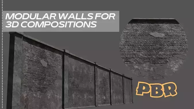 MODULAR WALLS FOR 3D COMPOSITIONS Low-poly 3D model