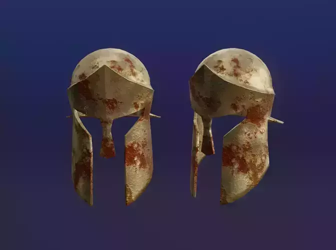Rusted Fantasy Knight Helmet - medieval helmet Low-poly 3D model