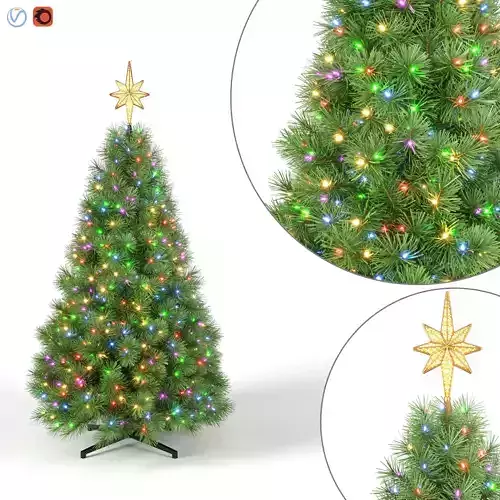 Christmas Tree 5 feet With Multicolor Lights 3D model