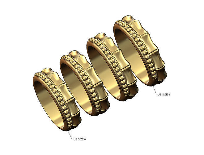 Beaded bamboo stacker band US sizes 6to9 3D print model