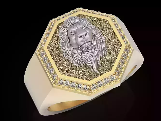 Lion man ring Sculpture jewelry Gold