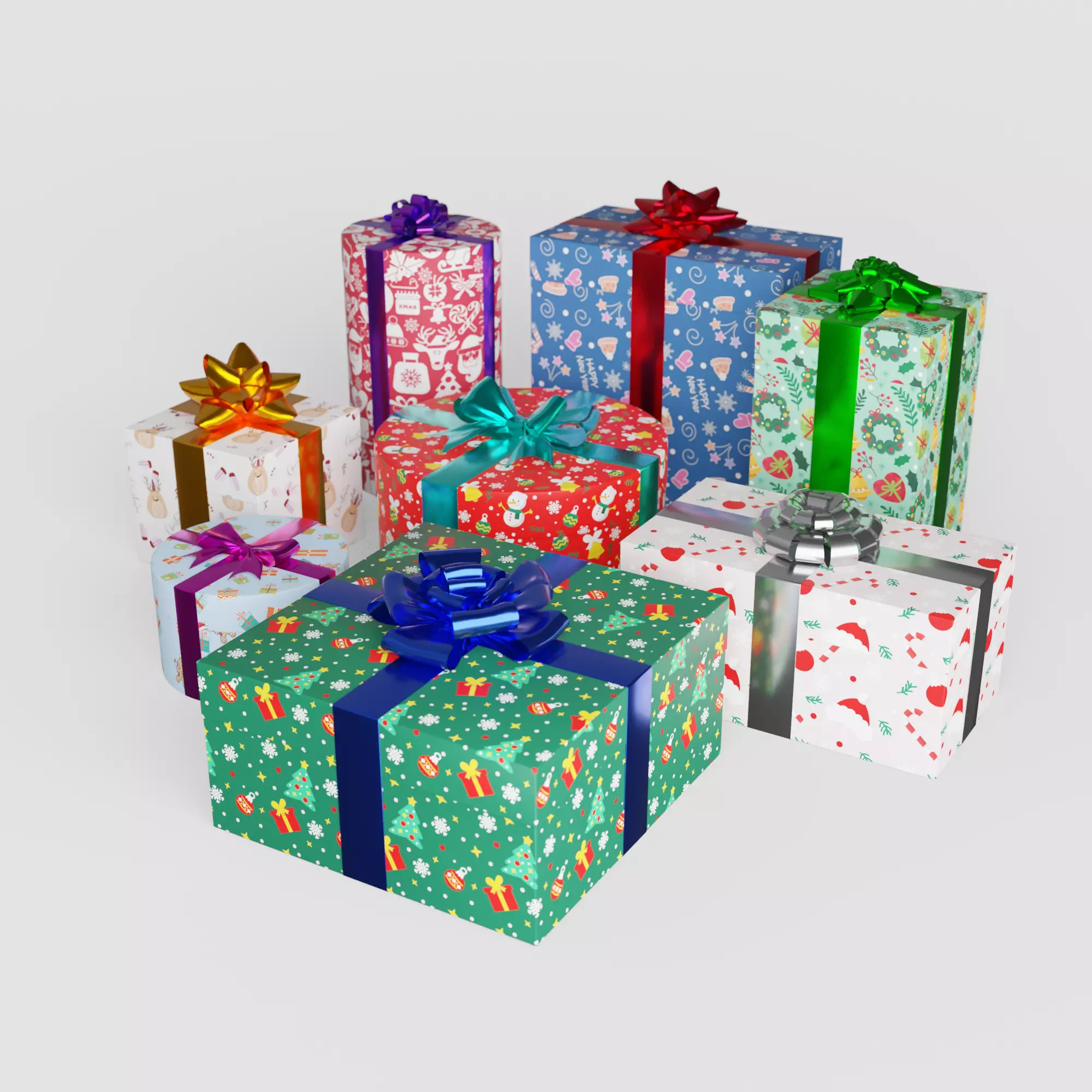 Gift Box Kit Low-poly 3D model