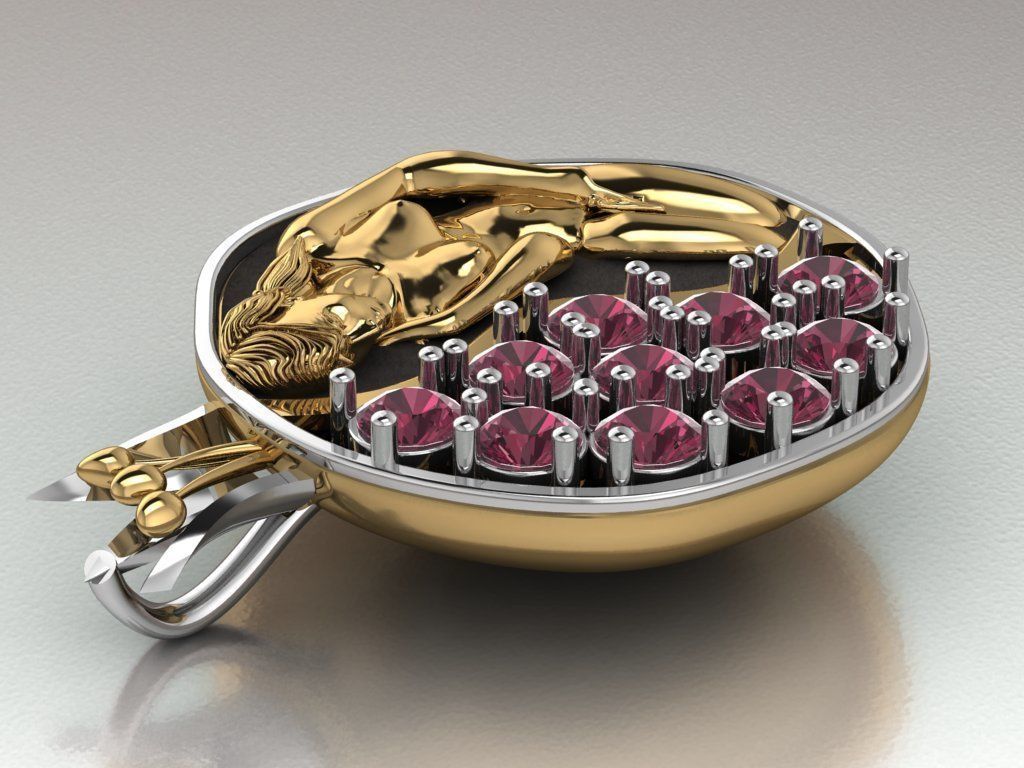 Pomegranate pendant 3D print model_6