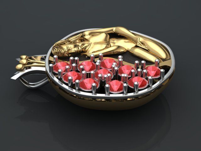 Pomegranate pendant 3D print model_32