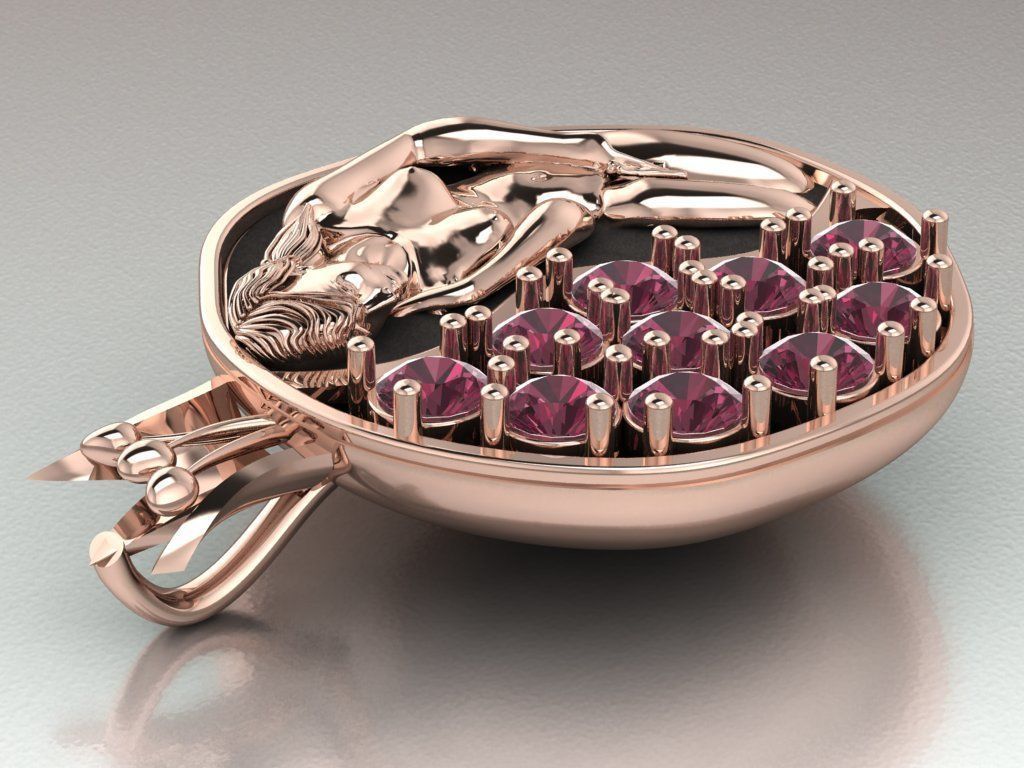 Pomegranate pendant 3D print model_12