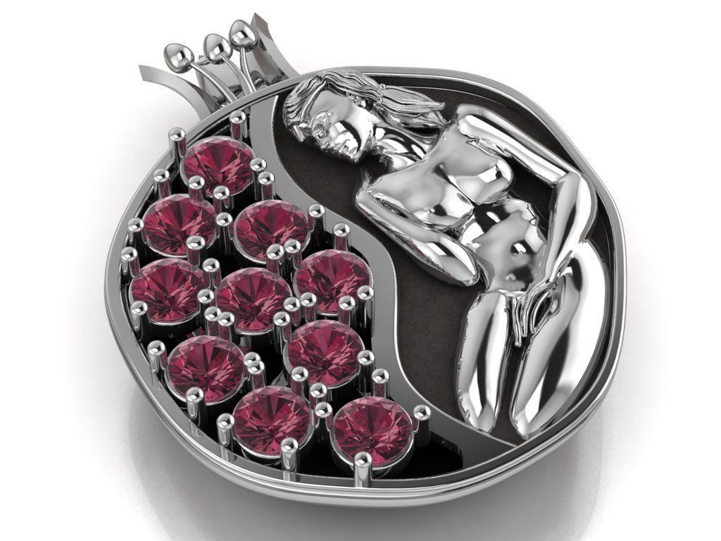 Pomegranate pendant 3D print model_8
