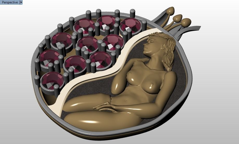 Pomegranate pendant 3D print model_23