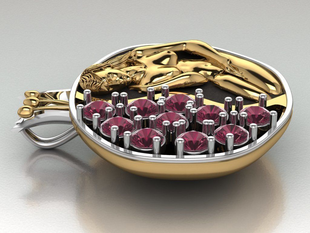 Pomegranate pendant 3D print model_2