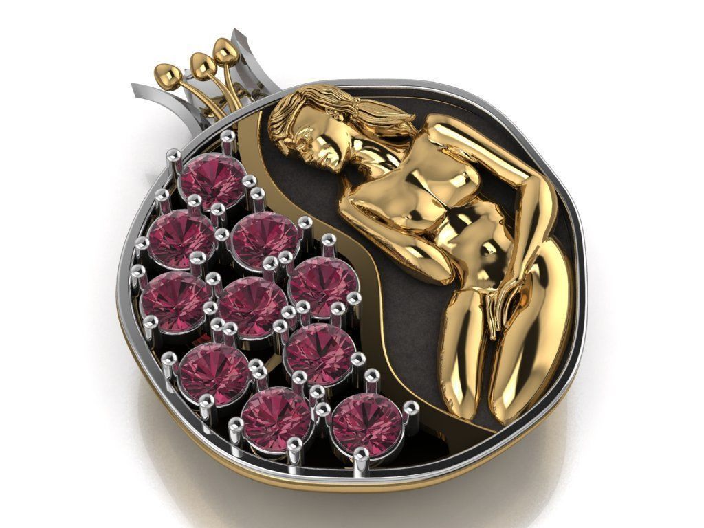 Pomegranate pendant 3D print model_7