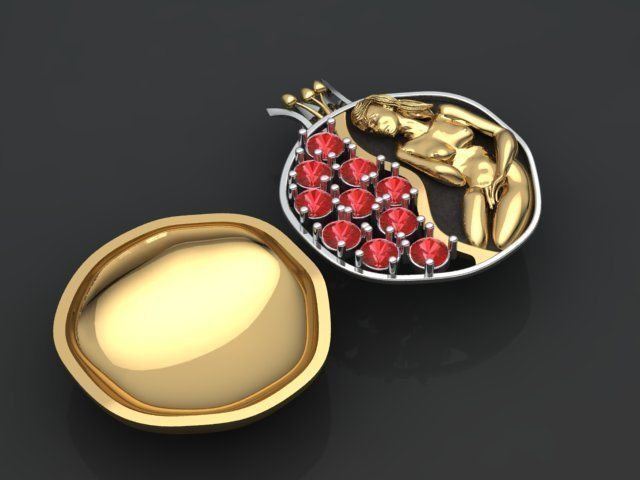 Pomegranate pendant 3D print model_1