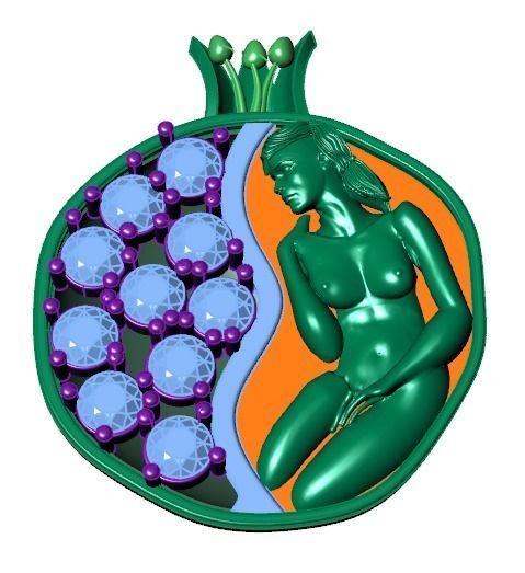 Pomegranate pendant 3D print model_18