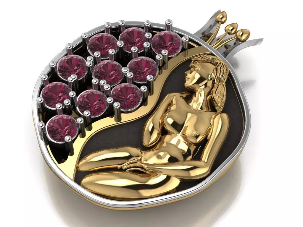 Pomegranate pendant 3D print model_0